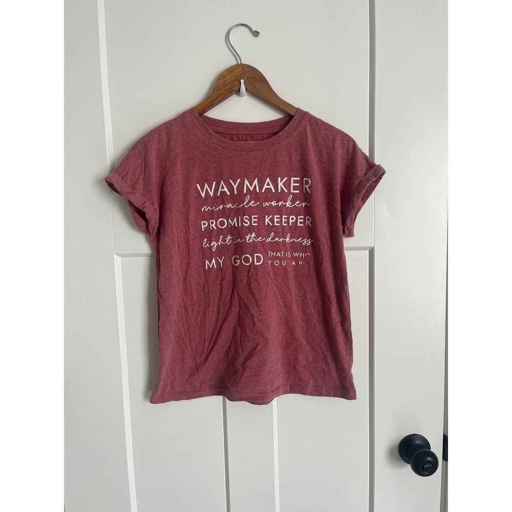 Waymaker Miracle Worker Christian Graphic Tee Shirt Heather Red Small